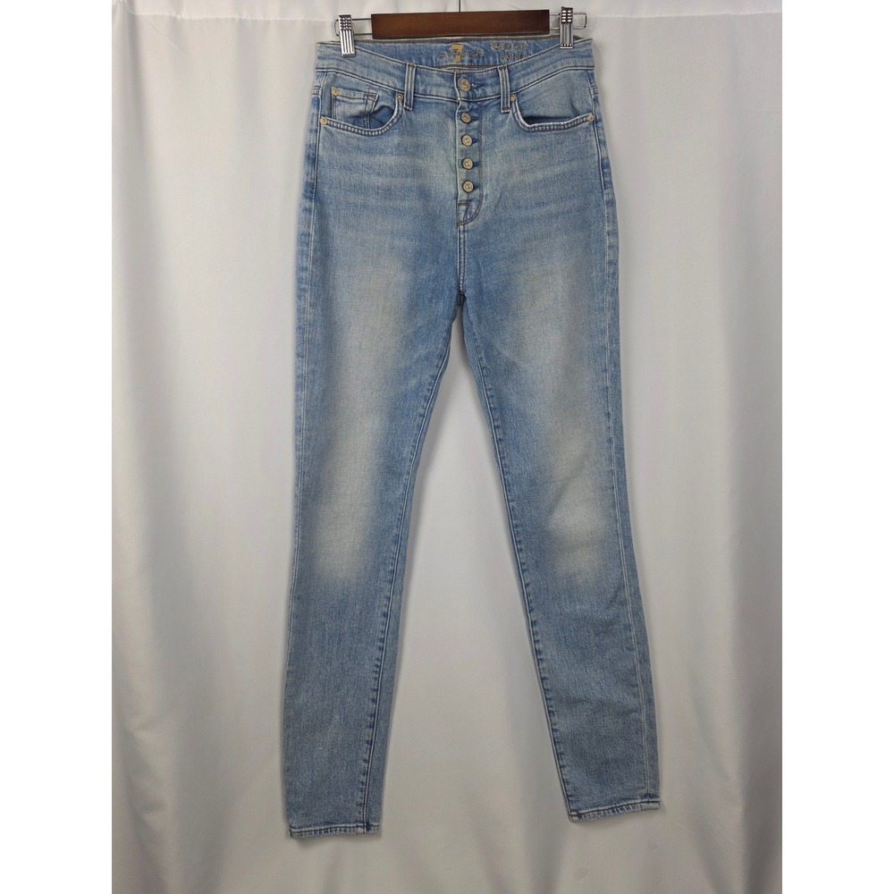 Mankind Womens 28 The High Waist Skinny Jeans Light Wash Button Fly